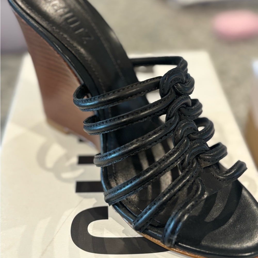 Stylish Schutz Black Wedge Sandals